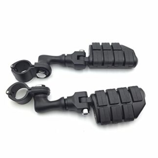 HTT Group Motorcycle Black Short Angled Large Footpegs Mounting Kit For GoldWing VTX1300 Shadow Valkyrie Triumph Road Glide Ultra FLTRU 1-1/4 inch (1.25") Front Engine Guard Frame Tube