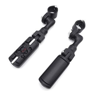 HTT Group Motorcycle Black Short Angled Peg Mounting Kit Zombie Sull Foot Peg For Bike 1-1/4 inch (1.25") Front Engine Guard Frame Tube Iron 883 XL883N Electra Glide Ultra Road King FLHR