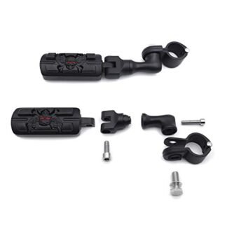 HTT Group Motorcycle Black Short Angled Peg Mounting Kit with Zombie Sull Foot Peg For Bike with 1-1/4 inch (1.25") Front Engine Guard Frame Tube Iron 883 XL883N Electra Glide Ultra Road King FLHR