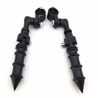 HTT Group Motorcycle Black Short Peg Mounting Kit with Bamboo Style Foot Peg For Bike Equipped with 1 inch (1") 25mm Front Engine Guard Frame Tube Iron 883 XL883N Electra Glide Ultra Road King FLHR