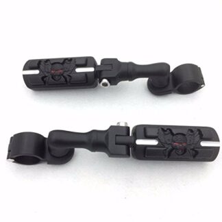 HTT Group Motorcycle Black Short Peg Mounting Kit with Zombie Sull Foot Peg For Bike Equipped 1 inch (1") 25mm Front Engine Guard Frame Tube Iron 883 XL883N Electra Glide Ultra Road King FLHR