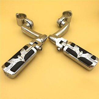 HTT Group Motorcycle Chrome 360 Adjustable Peg Mounting Kit Eagle Foot Peg For GoldWing VTX1300 Shadow Valkyrie Triumph Equipped with 1 inch (1") 25mm Front Engine Guard Frame Tube