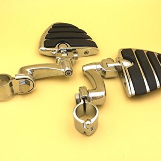 HTT Group Motorcycle Chrome 360 Adjustable Peg Mounting Kit U Shape Foot Peg For GoldWing VTX1300 Shadow Valkyrie Triumph Rocket Equipped with 1-1/2 inch (1.5") Front Engine Guard Frame Tube