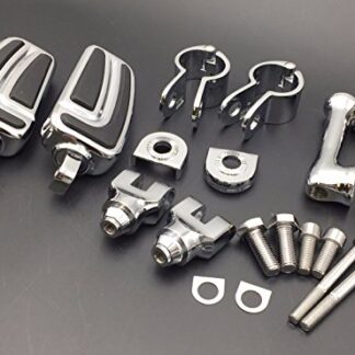 HTT Group Motorcycle Chrome Adjustable Peg Mounting Kit AirFlow Foot Peg Footrest For Harley Davidson Sportster 883 1200 Street Bob Softail CVO with 1 inch (1") 25mm Front Engine Guard