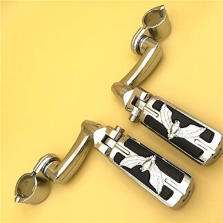 HTT Group Motorcycle Chrome Adjustable Peg Mounting Kit Eagle Hawk Style Foot Peg Footrest For Harley Davidson Sportster 883 1200 Street Bob Softail CVO Equipped 1 inch (1") 25mm Front Engine Guard