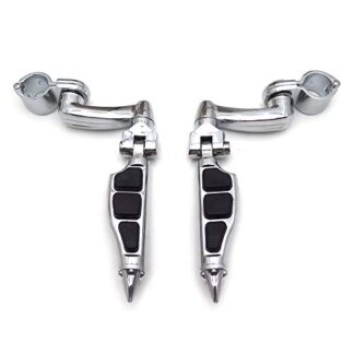 HTT Group Motorcycle Chrome Adjustable Peg Mounting Kit Stiletto Shape Foot Peg Footrest For Harley Davidson Sportster 883 1200 Street Bob Softail CVO Equipped 1-1/4 inch (1.25") Front Engine Guard
