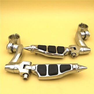 HTT Group Motorcycle Chrome Adjustable Peg Mounting Kit Stiletto Shape Foot Peg Footrest For Harley Davidson Sportster 883 1200 Street Bob Softail CVO Equipped 1 inch (1") 25mm Front Engine Guard