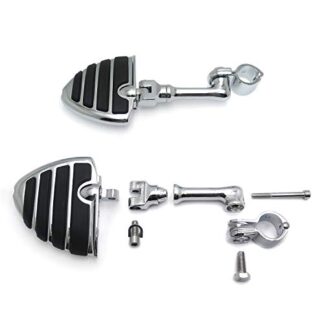 HTT Group Motorcycle Chrome Adjustable Peg Mounting Kit U Shape Foot Peg Footrest For Harley Davidson Sportster 883 1200 Street Bob Softail CVO with 1 1/4 inch Front Engine Guard