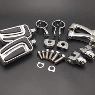 HTT Group Motorcycle Chrome Adjustable Peg Mounting Kit with AirFlow Foot Peg For GoldWing VTX1300 Shadow Valkyrie Triumph Equipped with 1-1/2 inch (1.5") Front Engine Guard Frame Tube