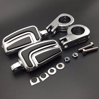 HTT Group Motorcycle Chrome AirFlow Arrow Foot Rest Foot Pegs with 1 1/2" 1.5 inch Mounting Bracket For GL1800 GL1500 GL1100 GL1200 VT750 Shadow VT750C ACE VT1100 VTX1300 1800