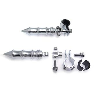 HTT Group Motorcycle Chrome Bamboo Style Foot Peg Footrest with Mounting Kit Clamps 1"and 1 1/4" Front Engine Guard Frame Tube For Harley Iron 883 XL883N Electra Glide Ultra Road King FLHR