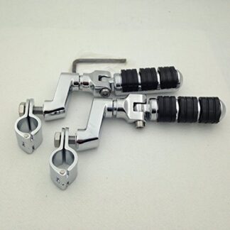 HTT Group Motorcycle Chrome Footrest Foot Pegs with 1" (25mm) Clamps For Harley Davidson Sportster 883 XL 1200 1340/Triumph Rocket 3 2300cc/Kawasaki Vulcan VN400 VN800 VN900 VN1500 VN2000