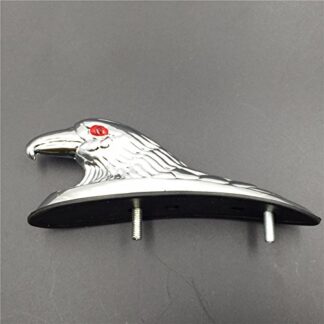 HTT Group Motorcycle Chrome Front Fender Bonnet Eagle Head with Red Eyes