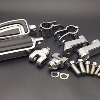 HTT Group Motorcycle Chrome Highway AirFlow Foot Rest Foot Pegs with 1" 1 inch Mounting Bracket For GL1800 GL1500 GL1100 GL1200 VT750 Shadow VT750C ACE VT1100 VTX1300 1800