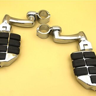HTT Group Motorcycle Chrome Large Footpegs Mounting Kit For Honda GoldWing VTX1300 Shadow Valkyrie Triumph Road Glide Ultra FLTRU Equipped with 1 inch (1") 25mm Front Engine Guard Frame Tube