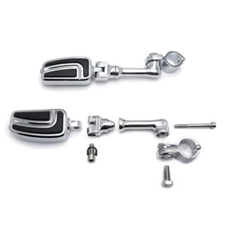 HTT Group Motorcycle Chrome Long Adjustable Peg Mounting Kit AirFlow Foot Peg Footrest For Harley Davidson Sportster 883 1200 Street Bob Softail CVO 1-1/4 inch (1.25") Front Engine Guard