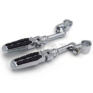 HTT Group Motorcycle Chrome Long Angled Adjustable Peg Mounting Kit Footpeg Foot rest For Yamaha V-STAR Roadstar Suzuki Boulevard Equipped with 1 inch (1") 25mm Front Engine Guard Frame Tube