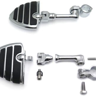 HTT Group Motorcycle Chrome Long Angled Adjustable Peg Mounting Kit U Shape Footrest Foot Pegs For Yamaha V-STAR Roadstar Suzuki Boulevard with 1.25" Front Engine Guard Frame Tube