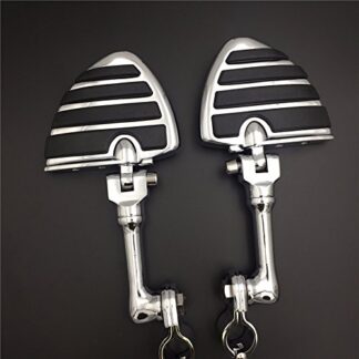 HTT Group Motorcycle Chrome Long Angled Peg Mounting Kit with U Shape Foot Peg Footrest For Bike with 1 inch (1") 25mm Front Engine Guard Frame Tube Iron 883 XL883N Electra Glide Ultra Road King