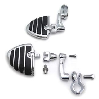 HTT Group Motorcycle Chrome Peg Mounting Kit with U Shape Foot Peg Footrest For Bike Equipped with 1-1/4 inch (1.25") Front Engine Guard Frame Tube Iron 883 XL883N Electra Glide Ultra Road King FLHR