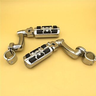 HTT Group Motorcycle Chrome Peg Mounting Kit with Wing Zombie Sull Foot Peg For Bike Equipped with 1 inch (1") 25mm Front Engine Guard Frame Tube Iron 883 XL883N Electra Glide Ultra Road King FLHR