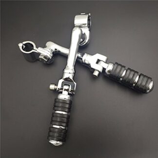 HTT Group Motorcycle Chrome Regular Footrest Foot Pegs with 1-1/2" (1.5") Long Angled Adjustable Clamps For Yamaha V-STAR XV1600 XV1700 XV1900 XVS1900 XV250 XV400 XV1100 Virage Roadstar xv1700
