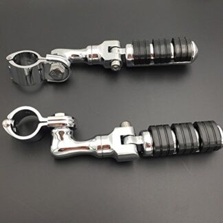 HTT Group Motorcycle Chrome Regular Footrest Foot Pegs with 1-1/2" Short Angled Clamps For GoldWing Shadow VT750C Magna VF750 VF1100 VLX600 DLX600 Shadow VT600 400 Steed400 Valkyrie
