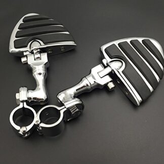 HTT Group Motorcycle Chrome Short Angled Adjustable Peg Mounting Kit U Shape Footrest Foot Pegs For Yamaha V-STAR Roadstar Suzuki Boulevard with 1.25" Front Engine Guard Frame Tube