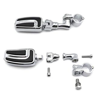 HTT Group Motorcycle Chrome Short Angled Adjustable Peg Mounting Kit with AirFlow Foot Peg For GoldWing Shadow Valkyrie Triumph 1-1/4 inch (1.25") Front Engine Guard Frame Tube