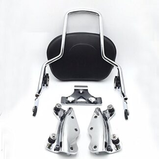 HTT Group Motorcycle Chrome Sissy Bar Passenger Backrest and 4 Point Docking Kit For Harley HD Touring 2009-2013