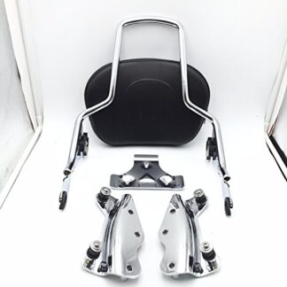 HTT Group Motorcycle Chrome Sissy Bar Passenger Backrest and 4 Point Docking Kit For Harley HD Touring 2009-2013