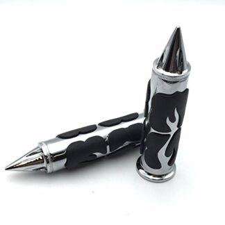 HTT Group Motorcycle Chrome Spike Comfort Rubber Flame Hand Grip 25mm 1" 1 inch For Yamaha Road Star Silverado Mmltd Vstar 650 1100 Classic