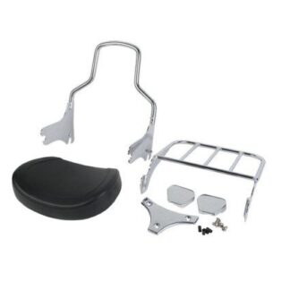 HTT Group Motorcycle Chromed Backrest Detachable Sissy Bar Luggage Rack Set For Harley Davidson 1997-2008 Road King FLHT FLHX and FLTR / 2006-2008 FLHTC