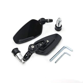 HTT- Motorcycle 7/8" 22mm Universal Motorcycle CNC Aluminum Arrow Bar End Side Black Mirrors
