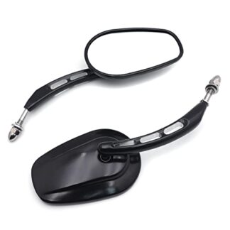 HTT Motorcycle Black Big Side Mirrors with Hollow-out Stem For 1982-later For Harley Sportster 1200 Custom XL1200C Sportster 883 XLH883