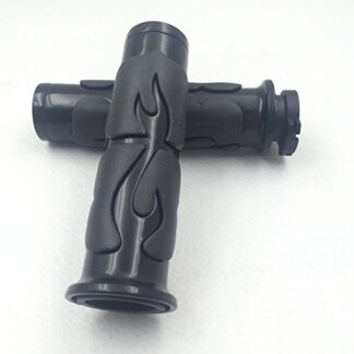 HTT Motorcycle Black Comfort Flame Rubber Hand Grips 1" 25mm Grips Fit Cruisers/Choppers/Harley Davidson Suzuki Boulevard Yamaha V Star Fat Boy Kawasaki Classic