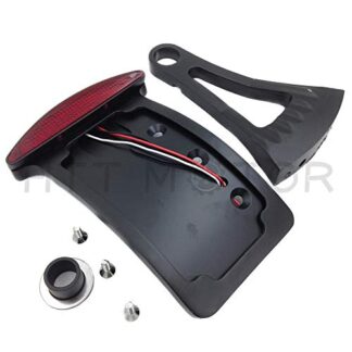 HTT Motorcycle Black Curved Side Mounted License Plate Bracket w/Led Tail Light Brake Light 7/8" or 1" Axles For Suzuki/Kawasaki/Yamaha/Cruisers/Honda/Harley Fat Boy