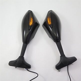 HTT Motorcycle Black Integrated Led Turn Signals Side Mirrors w/ Smoke lens For Suzuki GSXR 600 700/ Honda CBR 600 900/ Yamaha YZF R6 R6S / Triumph Daytona