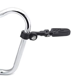 HTT Motorcycle Black Short Angled Adjustable Highway Mounting Kit Lightning Footrest For Yamaha V-STAR Roadstar Suzuki Boulevard 1-1/4 inch (1.25") Front Engine Guard Frame Tube