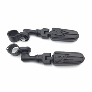 HTT Motorcycle Black Short Angled Adjustable Peg Mounting Kit with Lightning Foot Peg For Honda GoldWing VTX1300 Shadow Valkyrie Triumph with 1 inch (1") 25mm Front Engine Guard Frame Tube
