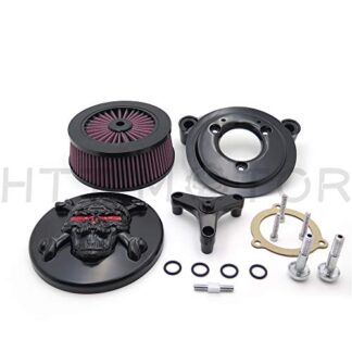 HTT Motorcycle Black Skull Zombie Cross Bones Air Cleaner Intake Filter System Kit For 16 to later Model FXDLS Softail 08 to later Model Touring and Trike Fat Boy CVO Road King Electra Glide Tri Glide
