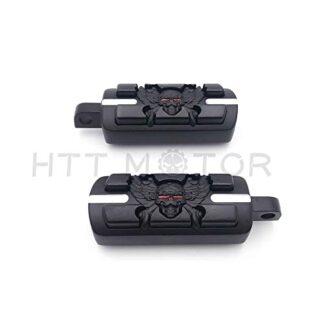 HTT Motorcycle Black Wing Skull Zombie Shape Foot Pegs Fits most models with H-D male mount-style footpeg supports See Description for Detail