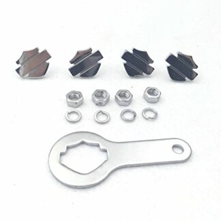HTT Motorcycle Chrome Bar Shield License Plate Mounting Hardware(Wrench Lockwasher Nut and 1/4 inch Screw) For Harley Davidson Touring Road King Street Glide Road Glide Fat Boy Softail