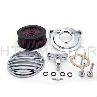 HTT Motorcycle Chrome Grille Air Cleaner Intake Filter System Kit For 16-later FXDLS Softail 08-later Touring and Trike Fat Boy CVO Road King Softail Deluxe Tri Glide