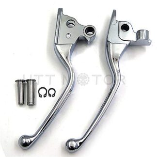 HTT Motorcycle Chromed Brake Clutch Hand Levers for Harley 2008 2009 2010 2011 2012 2013 Touring and Trike 2014-later FLHR and FLHRC (Does NOT fit Models Equipped with Hydraulic Clutch)