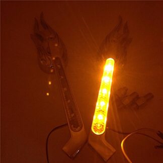 HTT Motorcycle Custom Chrome Flame Shape LED Turn Signal Integrate Mirrors Fit all Yamaha Cruiser Bikes models including Royal Star Stratoliner Roadliner Road Star V-star Warrior V-Max Virago