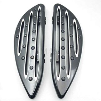 HTT Motorcycle Front Black CNC Deeply Cut Driver Stretched Floorboards For Harley Davidson Road Glide Road King Street Glide