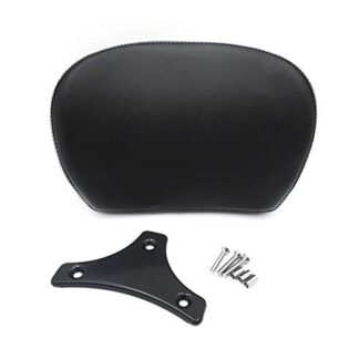 HTT- Motorcycle Gloss Black Cushion Backrest Pad Mount Kit w/Plate For 1997-2017 Harley Touring