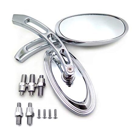 HTT Oval Shape Aluminum Custom Chrome Mirrors For All/Kawasaki/Suzuki/Cruiser Bikes models