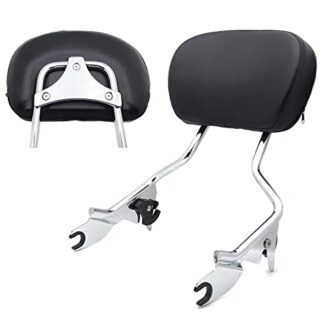 HTT adjustable Chrome Backrest Sissy Bar w/ Leather pad w/ Flat Mounting Plate For ALL YEAR Harley Davidson Touring FLHR- Road King FLHX- Street Glide (NEED DOCKING,SOLD SEPARATELY)
